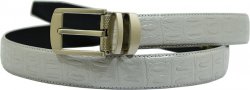 Giorgio Brutini Silver Grey Hornback Alligator Print Leather Belt GB-131