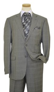 Elements by Zanetti Light Grey / Sky Blue / Dark Grey Plaid Disgn Super 110's Wool Classic Fit Suit 1014