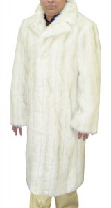 IL Canto Off White Faux Mink Fur Long Trench Coat F010