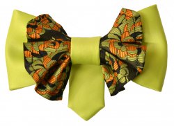 Vittorio Vico Lime Green / Orange / Black Paisley Double Layered Design 100% Silk Bow Tie / Hanky Set XL0153