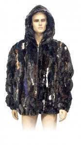 Winter Fur Multi-color Genuine Pieces Mink Jacket With Detachable Hood M09R02MU
