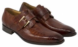 Mauri "Cardinal" 4853/3 Gold Burnished Genuine Ostrich Leg Hand Painted Monk Strap Loafer Shoes.