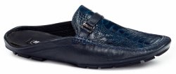 Mauri 3127/2 Wonder Blue Genuine Ostrich Leg / Calfskin Half Shoes.