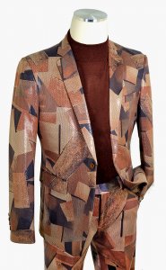 Pronti Camel / Brown / Cognac Snakeskin Print Modern Fit Suit BP6428