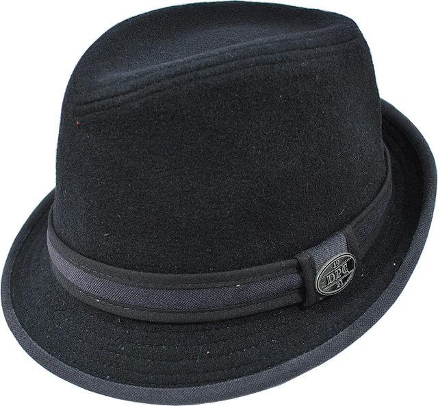 Dorfman Pacific Co. Black Wool Felt Fedora Dress Hat # MW-169 - Click Image to Close