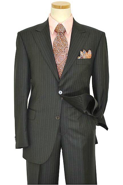 Elements by Zanetti Charcoal Grey With White Pinstripes Super 120's Wool Suit 1003 - Click Image to Close