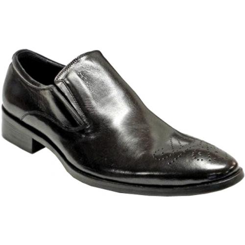 Encore By Fiesso Black Genuine Leather Pointed Toe Loafer Shoes FI3027