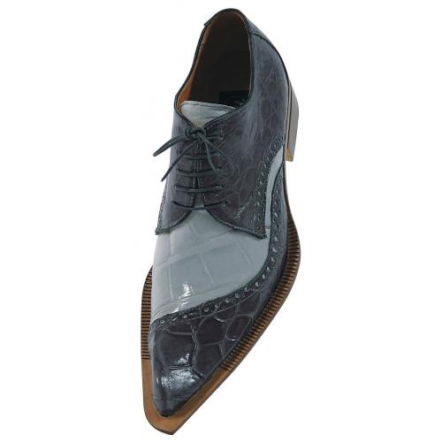 Mauri "Diamond" 44196 Medium Grey / Acre Raindrops  All-Over Genuine Alligator Shoes