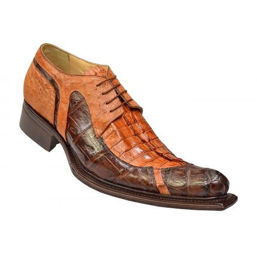 Mauri  "Colt" 44183 Cognac / Sport Rust Genuine Hornback Crocodile / Ostrich Shoes