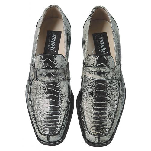 Mauri "Cambridge" 4323 Black / White Genuine Ostrich Leg Hand-Painted Shoes
