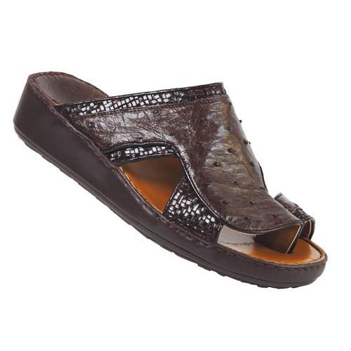 Mauri "1532" Dark Brown Genuine Ostrich Sandals