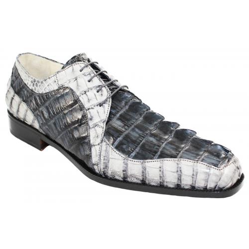 Fennix Italy 3596 Platino / Dark Grey Genuine Hornback Alligator / Vintage / Hornback Alligator Tail Shoes