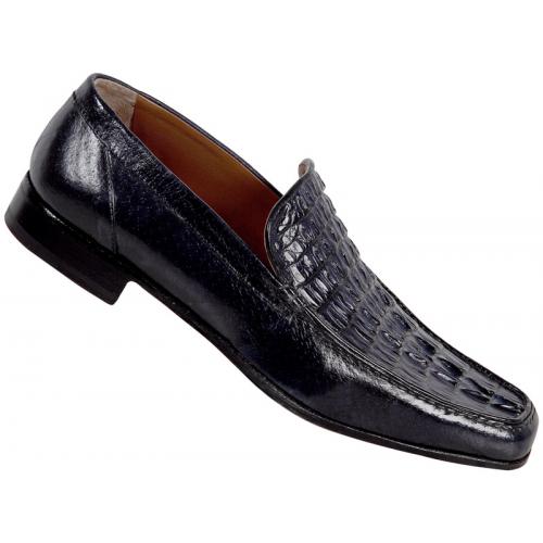 Mauri 3972 Wonder Blue Hornback Crocodile / Pecary Loafer Shoes