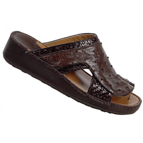 Mauri 1532 Dark Brown / Nicotine Genuine Woven Ostrich Platform Sandals