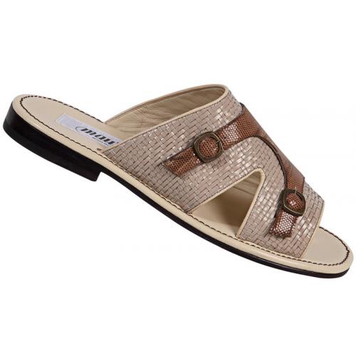 Mauri 1578 Beige Genuine Snake Skin / Wooven Leather Sandals