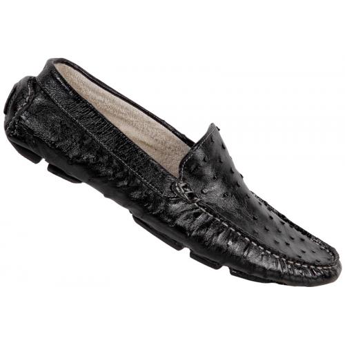 Mauri  9107/3 Black Genuine All-Over Ostrich Shoes