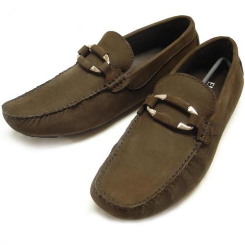 Encore By Fiesso Brown Genuine Suede Leather Loafer Shoes FI3022