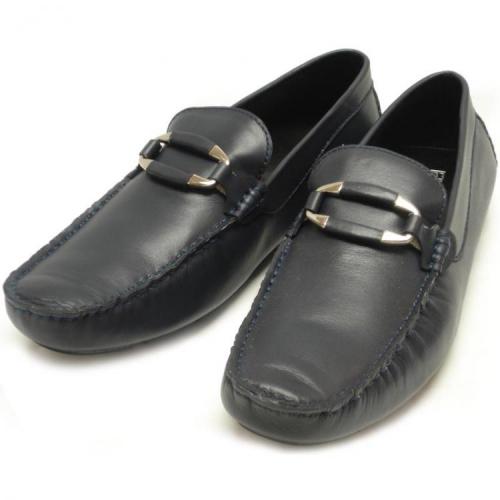 Encore By Fiesso Navy Genuine Leather Loafer Shoes FI3022