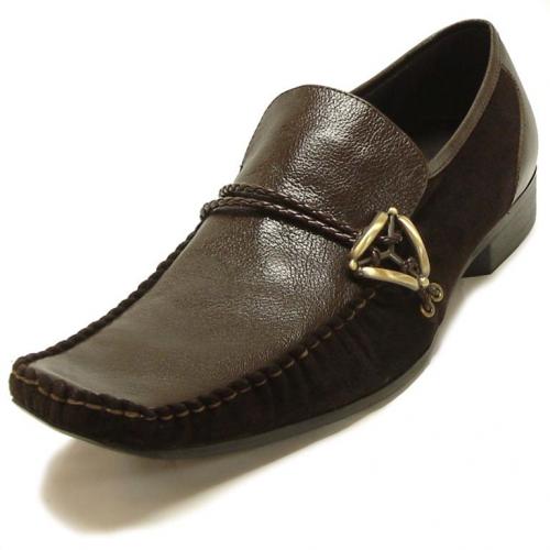 Encore By Fiesso Brown Genuine Leather/Suede Loafer Shoes FI6620