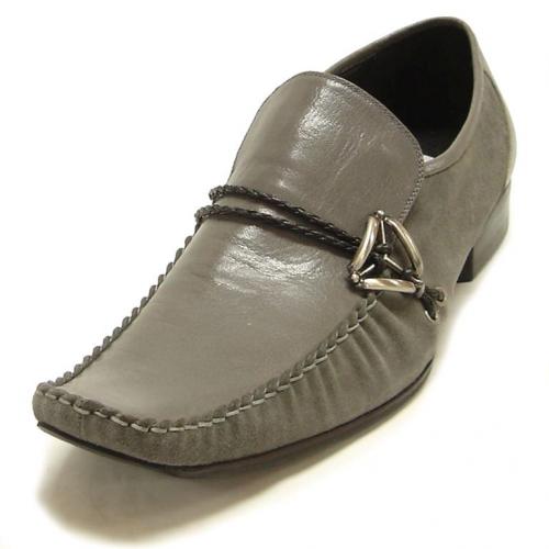 Encore By Fiesso Grey Genuine Leather/Suede Loafer Shoes FI6620