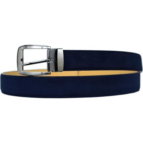 Serpi Navy Blue Genuine Suede Leather Wide Width Belt SSP/35
