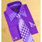 Daniel Ellissa Purple / Lavender Polka Dots Double Collar Shirt / Tie / Hanky Set With Free Cufflinks FS1112P2