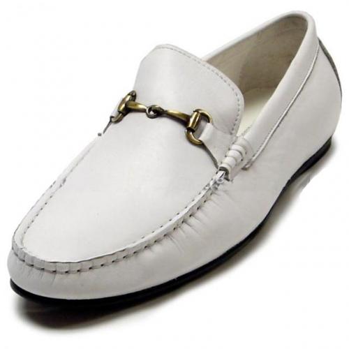 Encore By Fiesso White Genuine Leather Loafer Shoes FI3059