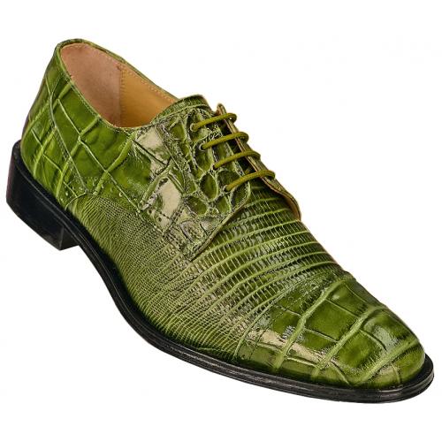 Giorgio Brutini Money Green Alligator / Lizard Print Shoes 210085-1
