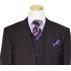 Tzarelli Solid Plum With Plum Hand-Pick Stitching Super 150'S Wool Vested Suit TZ-100