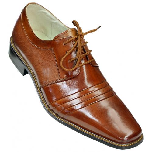 Stacy Adams "Raynor" Cognac Leather Dress Shoes 24748