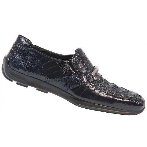 Mauri "Gateway" 9237 Wonder Blue Genuine Hornback Crocodile / Ostrich Leg Casual Shoes