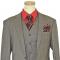 Bertolini Grey / Red Plaid Wool & Silk Blend Vested Suit 79006