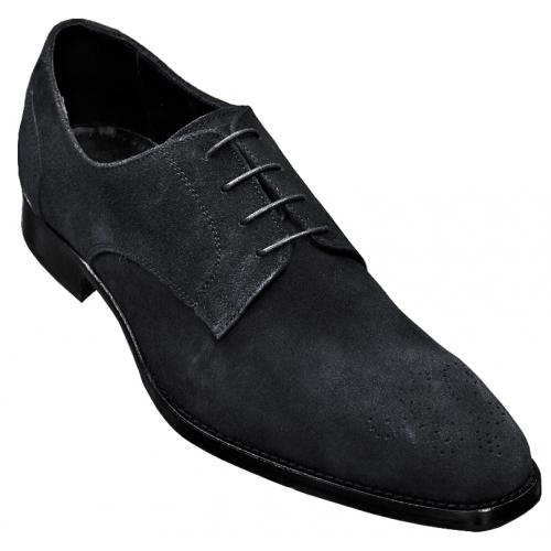 Duca Di Matiste 1501 "Camoscio" Black Genuine Suede Oxford Shoes