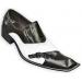 Zota Black / White Diagonal Toe Loafer Shoes With Side Buckle G901-4