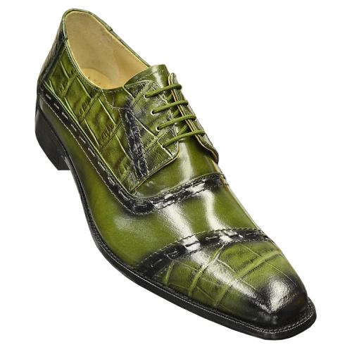 Liberty Olive Green / Black Alligator Print Shoes 678