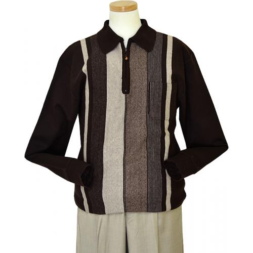 Pronti Chocolate Brown / Light Brown / Champagne Striped Sweater XK1675