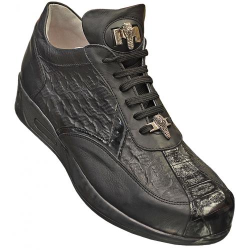 Mauri "M704/4" Black Genuine Alligator / Mauri Mauri Embossed Leather Sneakers