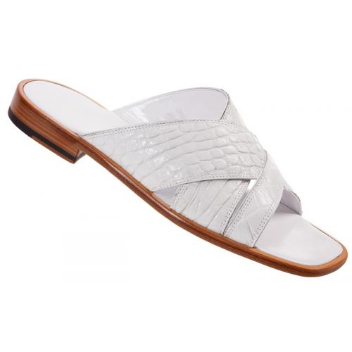 Mauri "1583" White All-Over Genuine Alligator Sandals