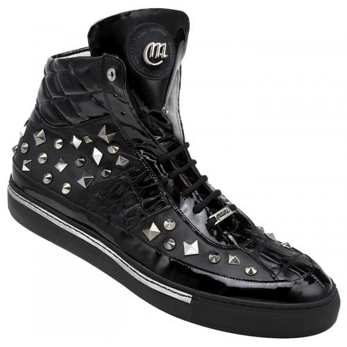 Mauri "M.A.U.R.I" 8642 Black Genuine Crocodile Nappa Leather Casual Sneakers