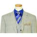 Extrema Light Grey With Royal Blue / Brown / Cream Windowpanes Super 140's Wool Vested Suit HA00219