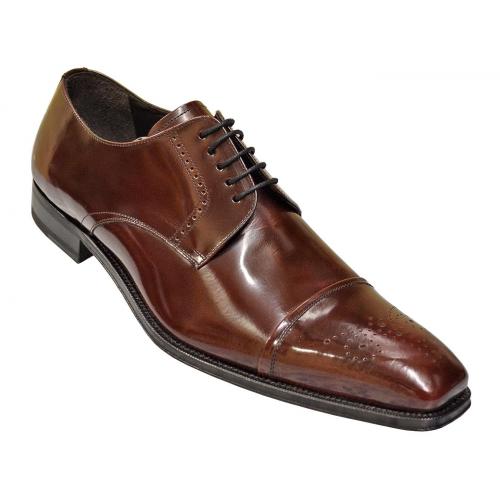 Mezlan "Duke II" Brown Genuine Patent Leather Oxford Dress Shoes 12927