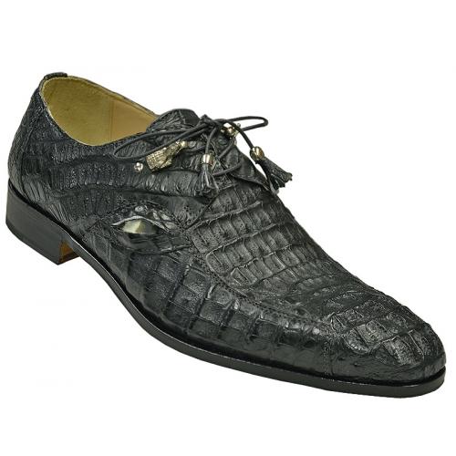 Fennix Italy 3295 Charcoal All-Over Genuine Hornback Crocodile Shoes With Eyes