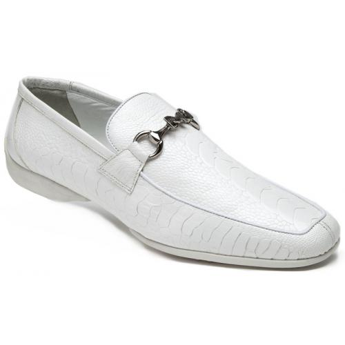 Mauri "Tivoli" 9249 White All-Over Genuine Ostrich Leg Loafer Shoes