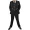 Giovanni Testi Black With White Piping Slim Fit Vested Suit PITV-4030