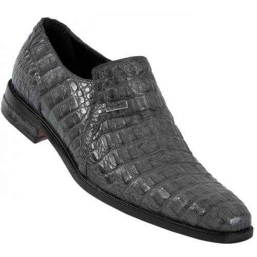Mauri  "4477" Medium Grey All-Over Genuine Hornback Crocodile Shoes
