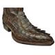 Upscale Menswear Custom Collection Brown All Over Genuine Hornback Crocodile Tail Cowboy Boots with Embroidered Crocodile Shaft 198C0107