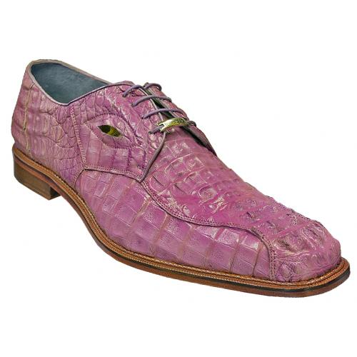 Belvedere "T-Rex" Lilac All-Over Genuine Hornback Crocodile Shoes With Eyes