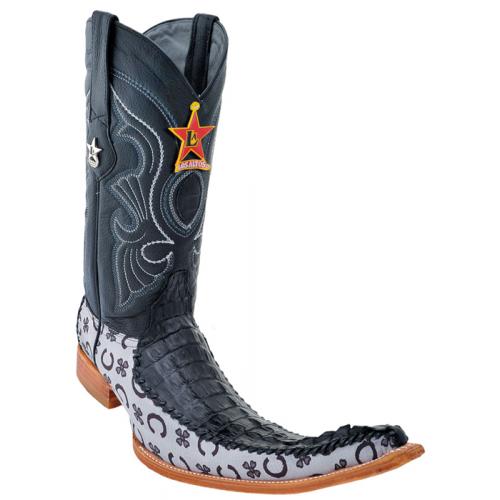 Los Altos Black Genuine Crocodile 9X Pointed Toe Cowboy Boots 97T0105