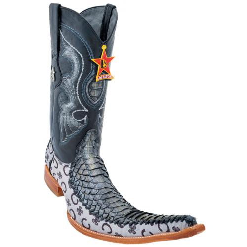 Los Altos Silver W/Metallic Gold Genuine Python W/Fashion Design 9X Pointed Toe Cowboy Boots 97T5779