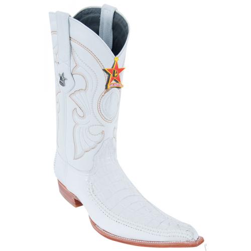 Los Altos White Genuine Braid Stitch Crocodile W/Deer 6X Pointed Toe Cowboy Boots 96TR0128